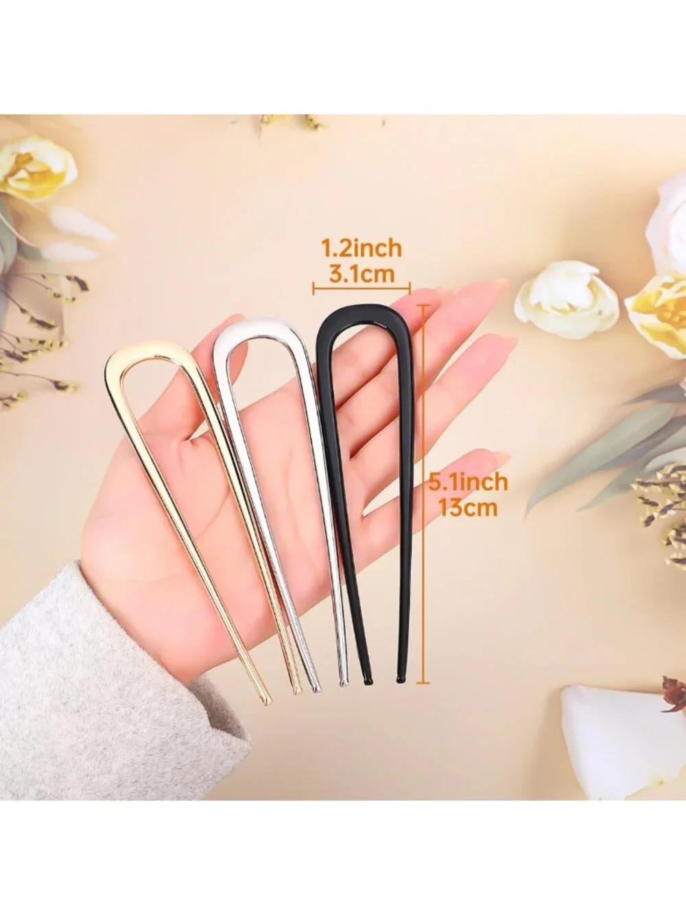 Elegant 3PCS French Hair Pins for Women - Perfect for Twists, Buns & Updos